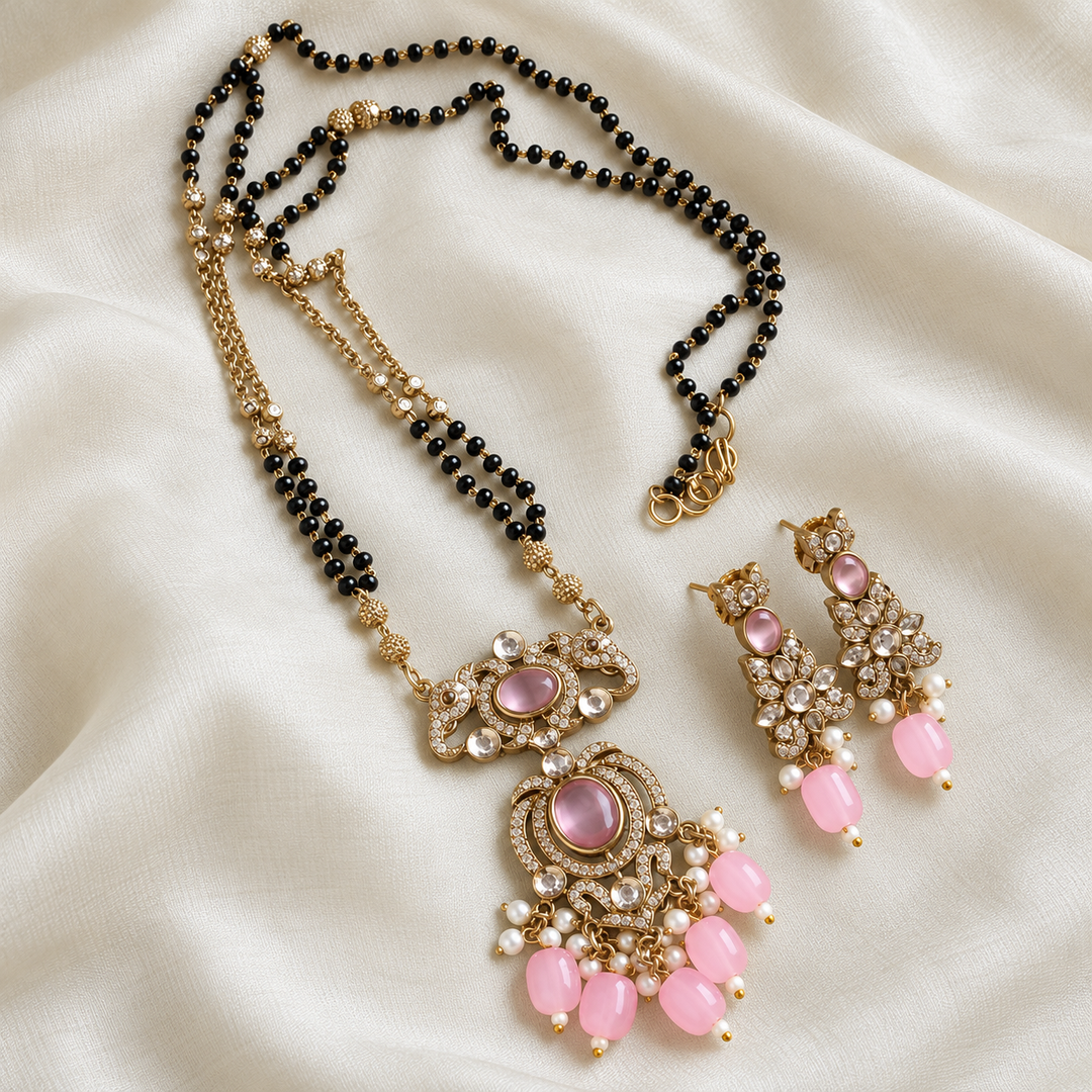 Elephant Pendant Black Beads Mangalsutra