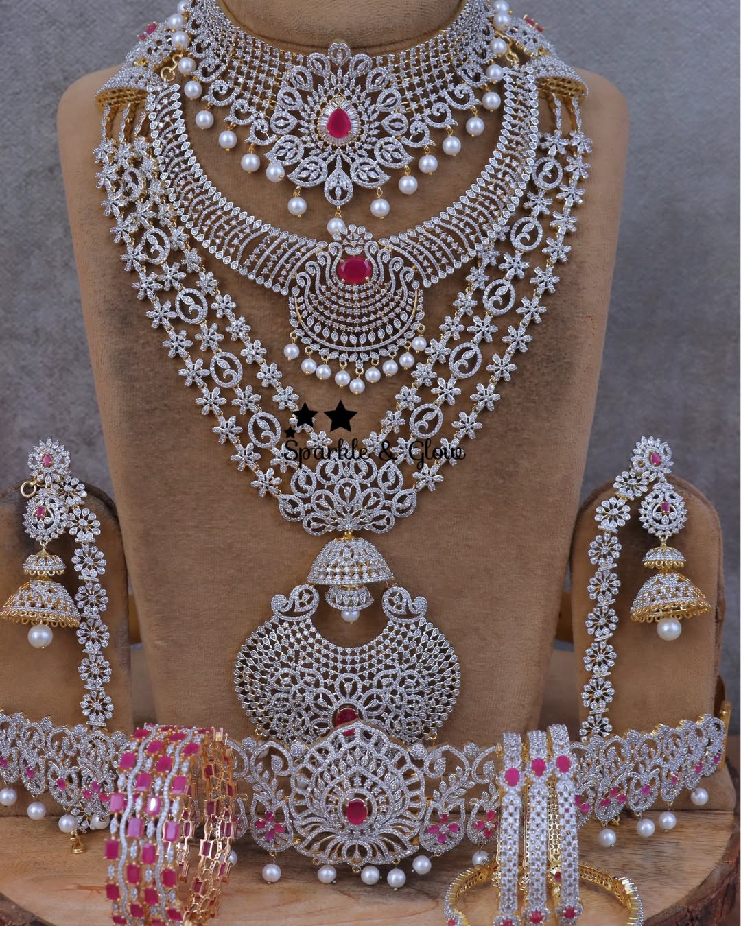 Exquisite Layered American Diamond Bridal Set