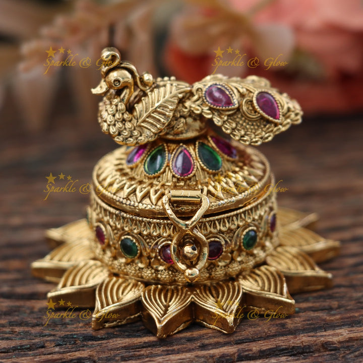 Exquisite Peacock Kumkum Holder for Festive Occasions