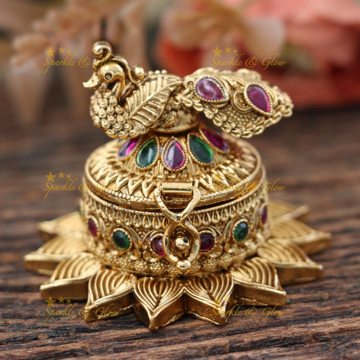 Exquisite Peacock Kumkum Holder for Festive Occasions