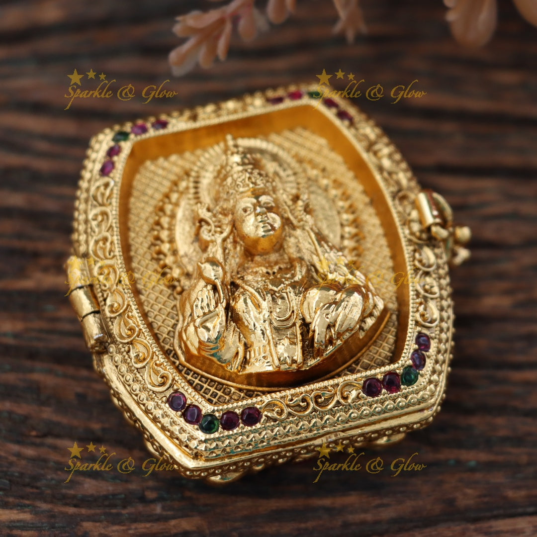 Elegant Gold Plated Kumkum Box for Cultural Rituals