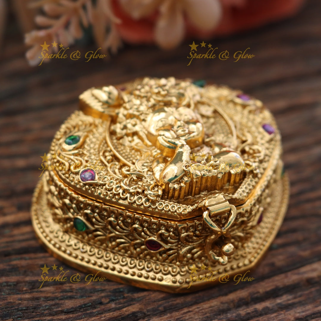 Graceful Gold Kumkum Box for Festive Gatherings