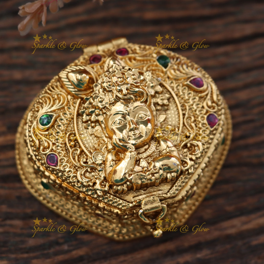 Graceful Gold Kumkum Box for Festive Gatherings