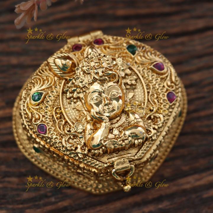 Graceful Gold Kumkum Box for Festive Gatherings