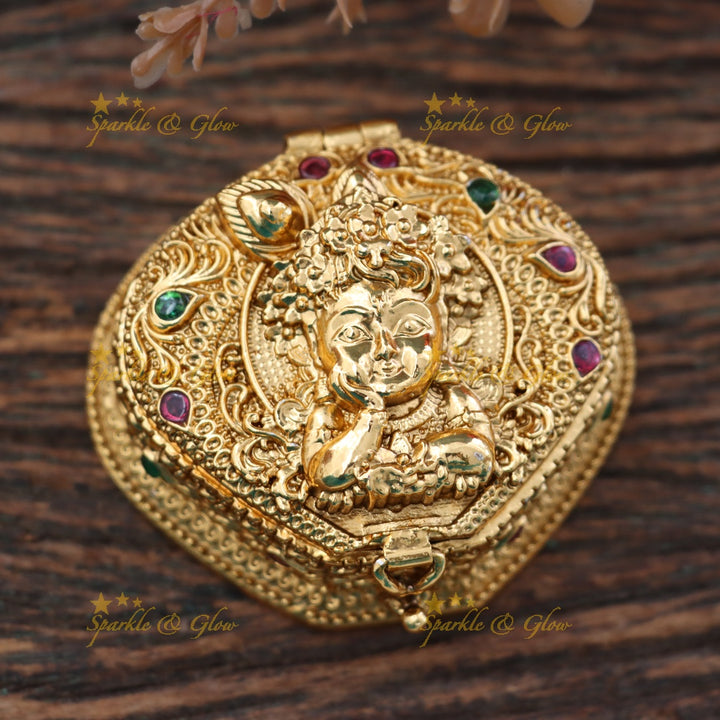 Graceful Gold Kumkum Box for Festive Gatherings