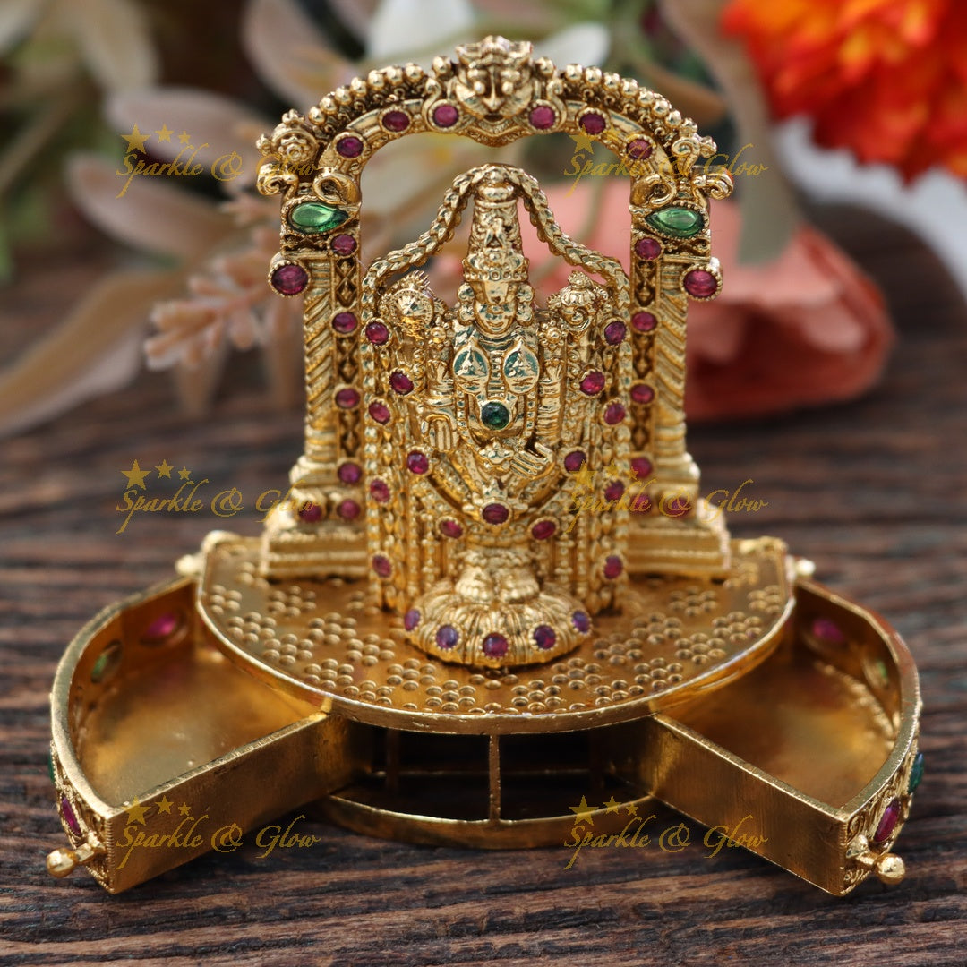 Exquisite Gold Temple Kumkum Box for Festive Elegance
