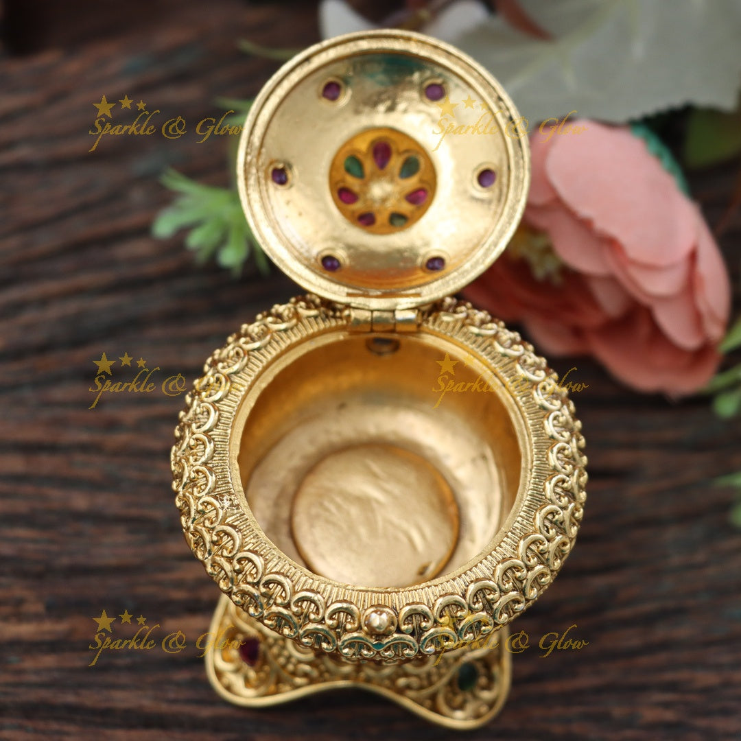 Sparkling Gold Kumkum Box for Weddings & Temples