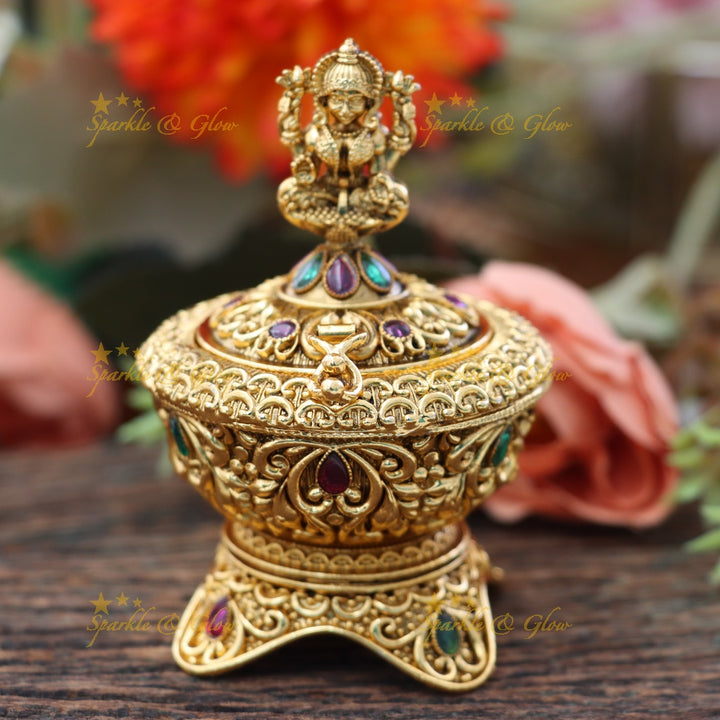 Sparkling Gold Kumkum Box for Weddings & Temples