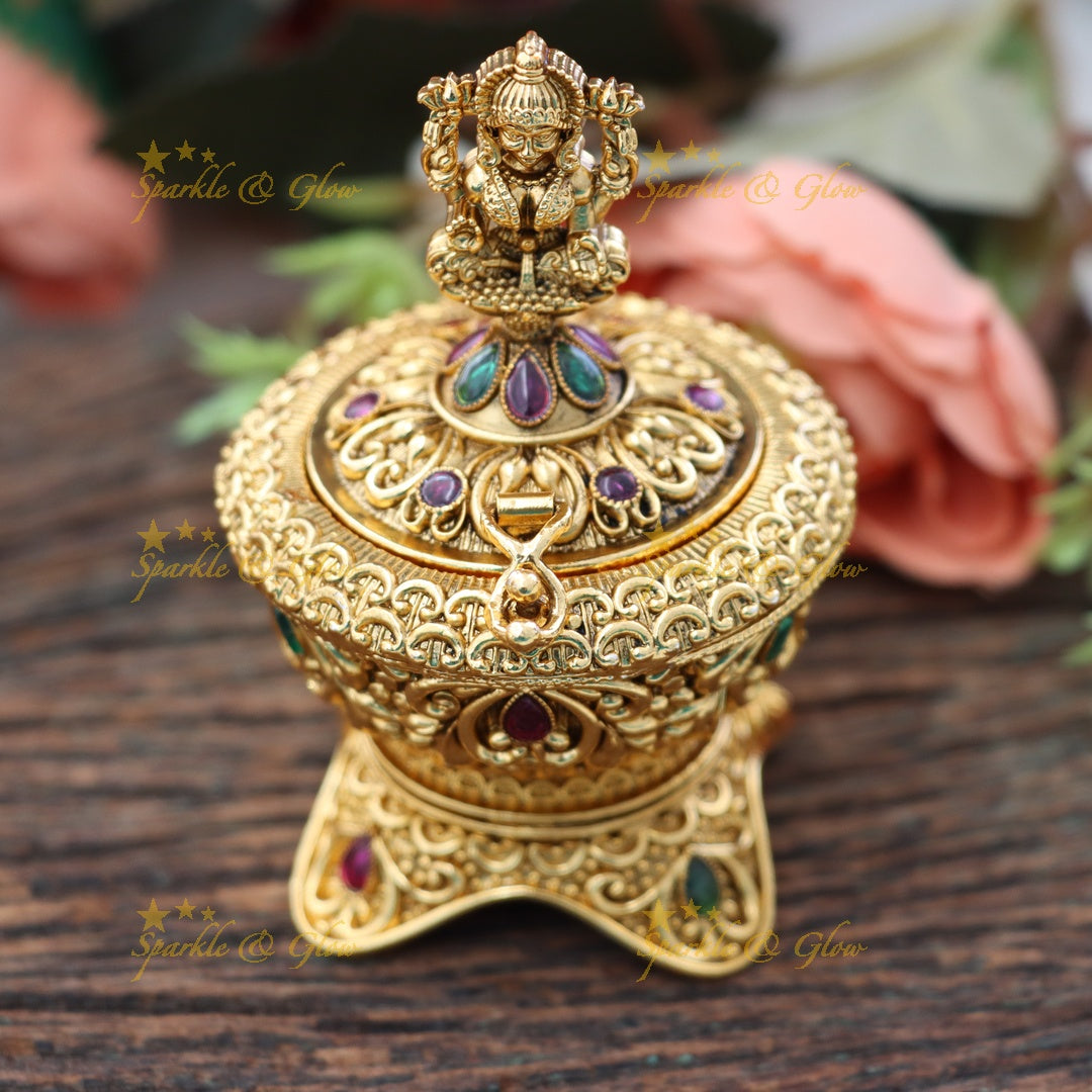Sparkling Gold Kumkum Box for Weddings & Temples