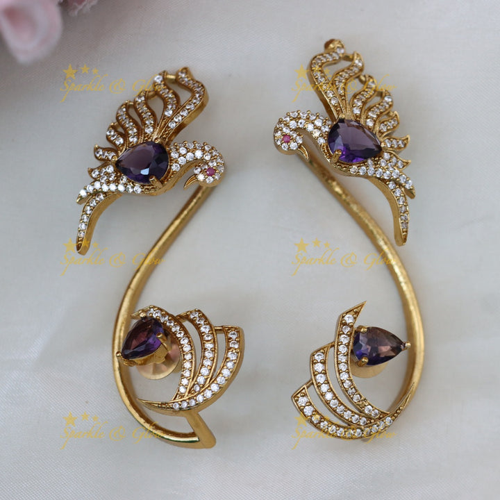 Exquisite Gold Peacock Ear Cuff Earrings - Sparkle & Glow