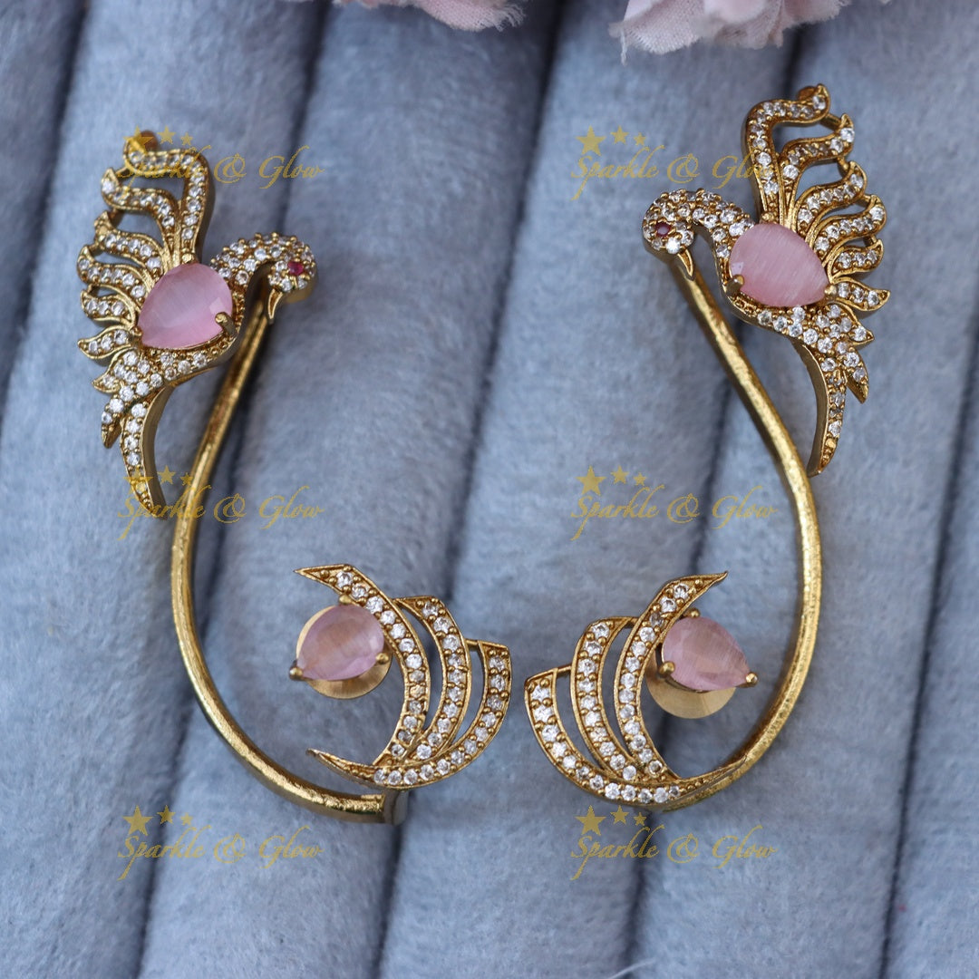 Exquisite Gold Peacock Ear Cuff Earrings - Sparkle & Glow