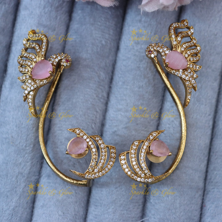 Exquisite Gold Peacock Ear Cuff Earrings - Sparkle & Glow