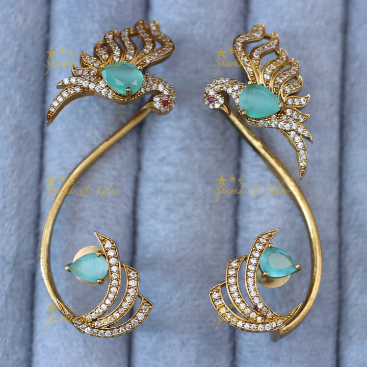 Exquisite Gold Peacock Ear Cuff Earrings - Sparkle & Glow
