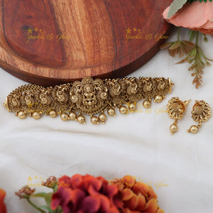 Elegant Gold Temple Choker Necklace for Festive Occasions