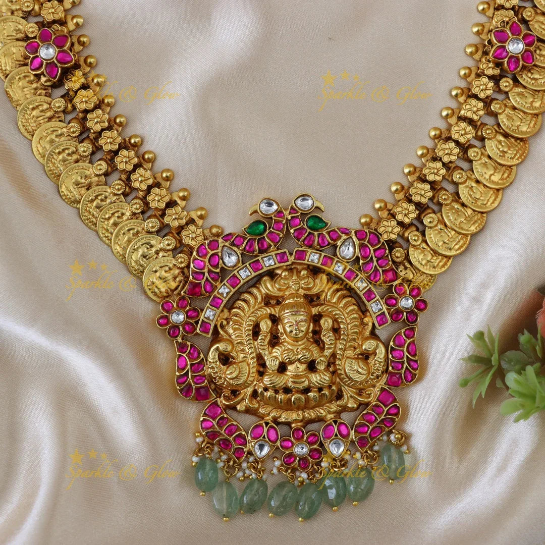 Royal Temple-Inspired Jadau Long Necklace - Sparkle & Glow