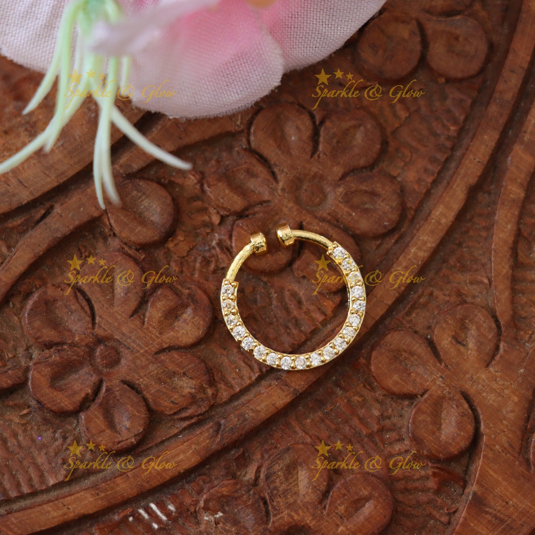 Festive Gold-Toned Nose Ring | Sparkle & Glow