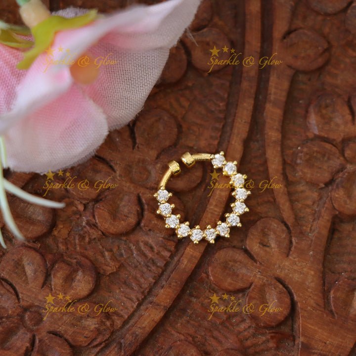 Exquisite Gold Nose Ring with Dazzling Stones