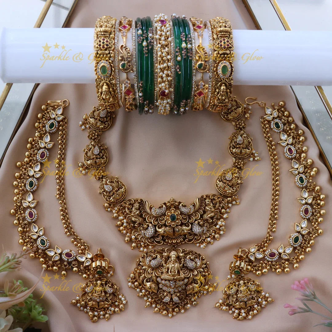 Exquisite Semi Bridal Jewellery Set with Regal Peacock Design