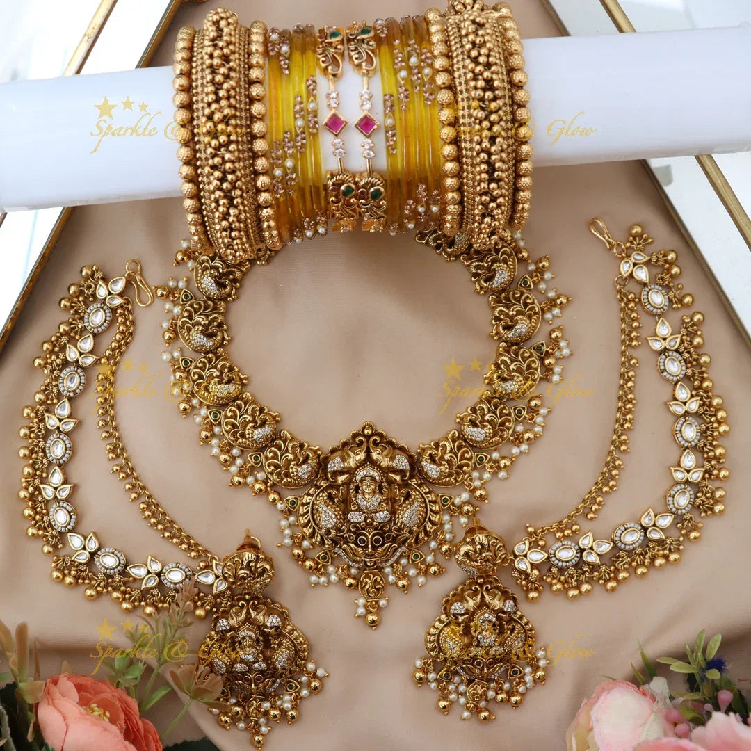 Exquisite Lakshmi Peacock Semi Bridal Jewelry Set Online