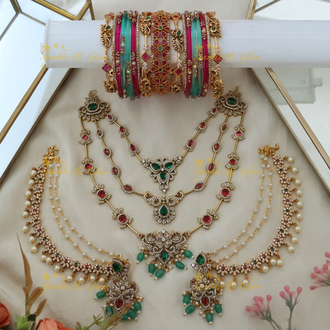 Floral Semi Bridal Set - Exquisite Imitation Jewellery