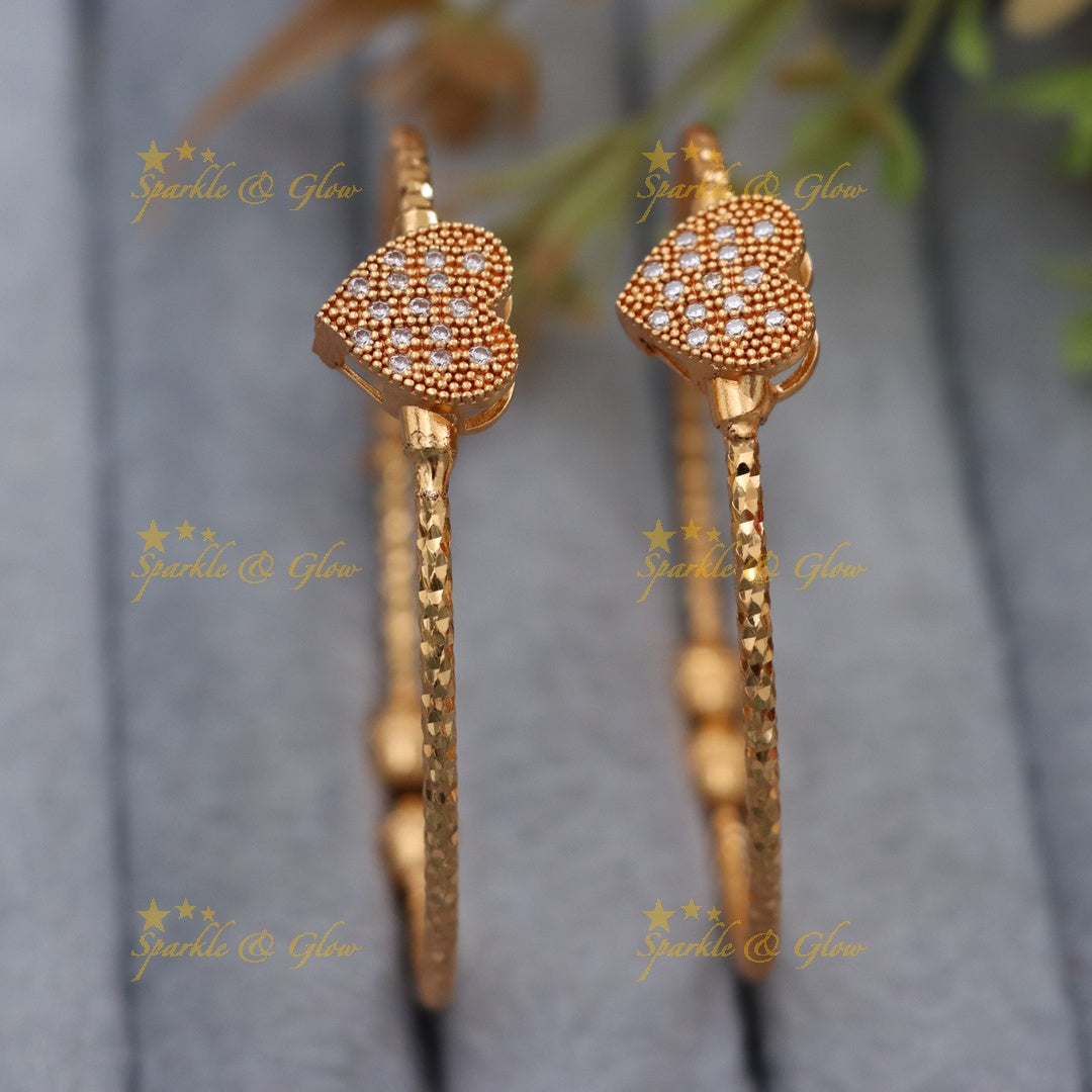 Sparkling Heart Bangles in Gold Tone for Celebrations