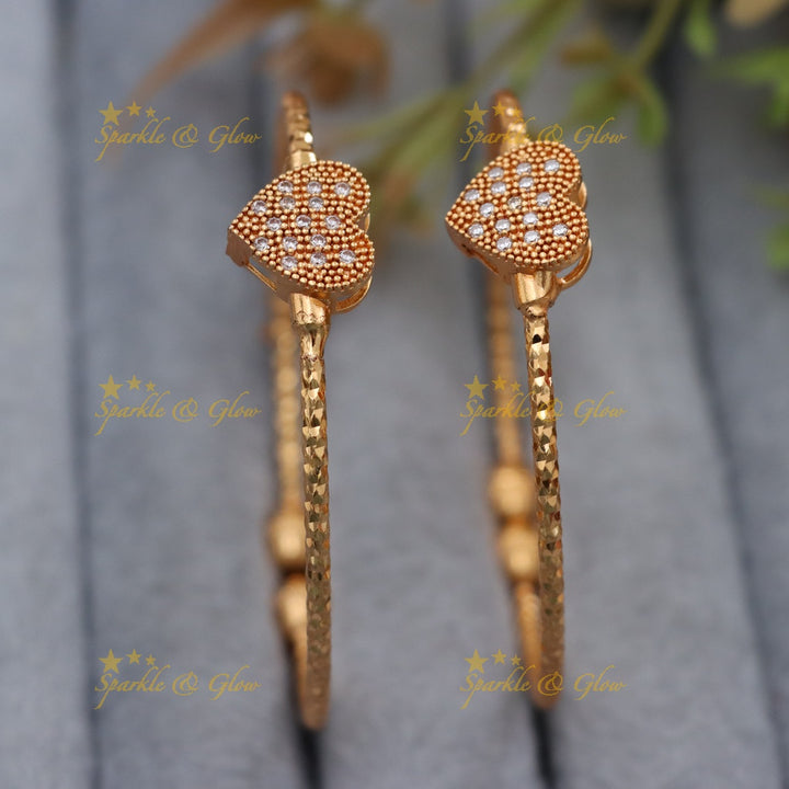 Sparkling Heart Bangles in Gold Tone for Celebrations