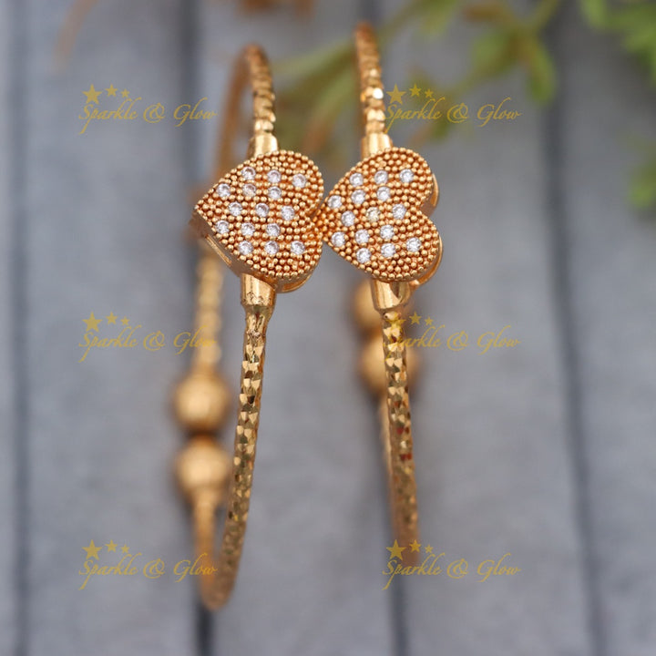 Sparkling Heart Bangles in Gold Tone for Celebrations