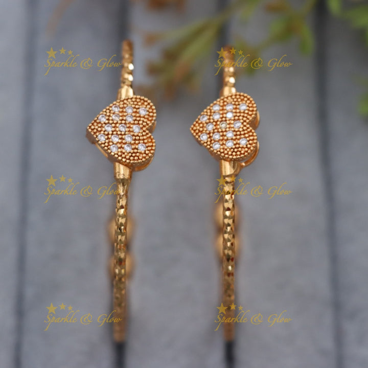 Sparkling Heart Bangles in Gold Tone for Celebrations