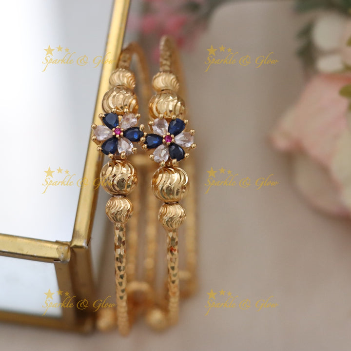 Exquisite Microgold Floral Festive Bangle Bracelet