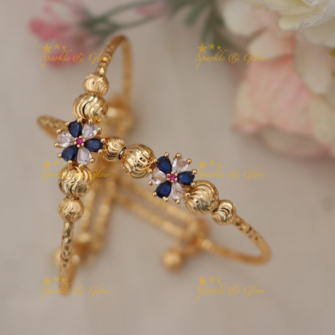 Exquisite Microgold Floral Festive Bangle Bracelet