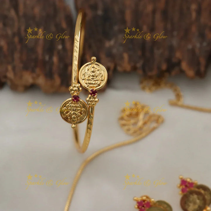 Exquisite Microgold Necklace & Bangle Set for Festive Elegance