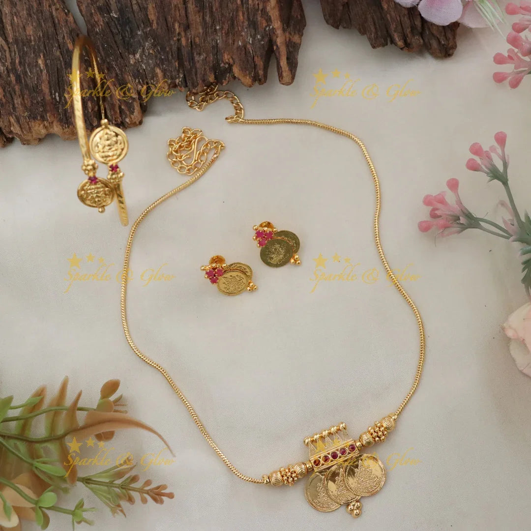 Exquisite Microgold Necklace & Bangle Set for Festive Elegance