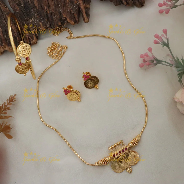 Exquisite Microgold Necklace & Bangle Set for Festive Elegance