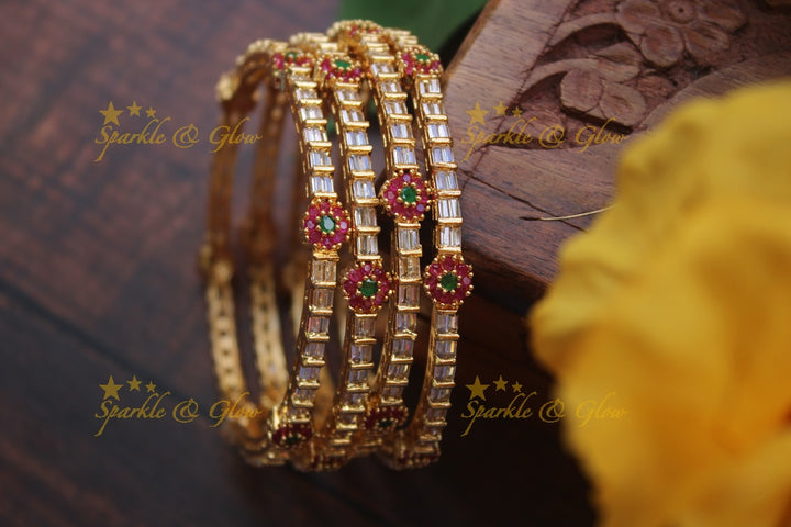Premium matte flower AD bangles