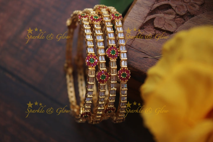 Premium matte flower AD bangles