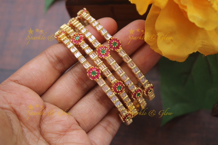 Premium matte flower AD bangles