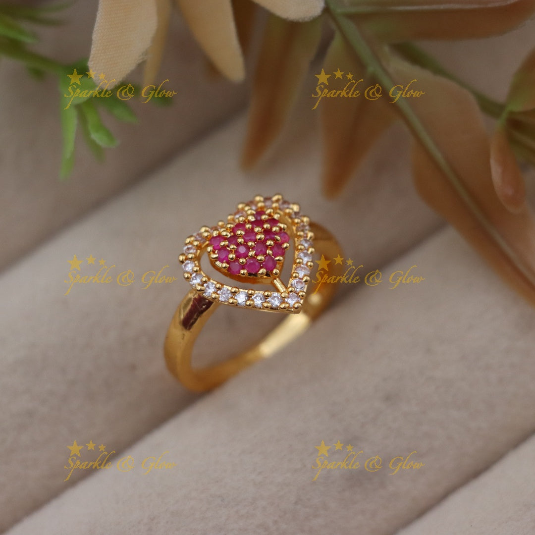 Exquisite Microgold Heart Ring for Festive Celebrations