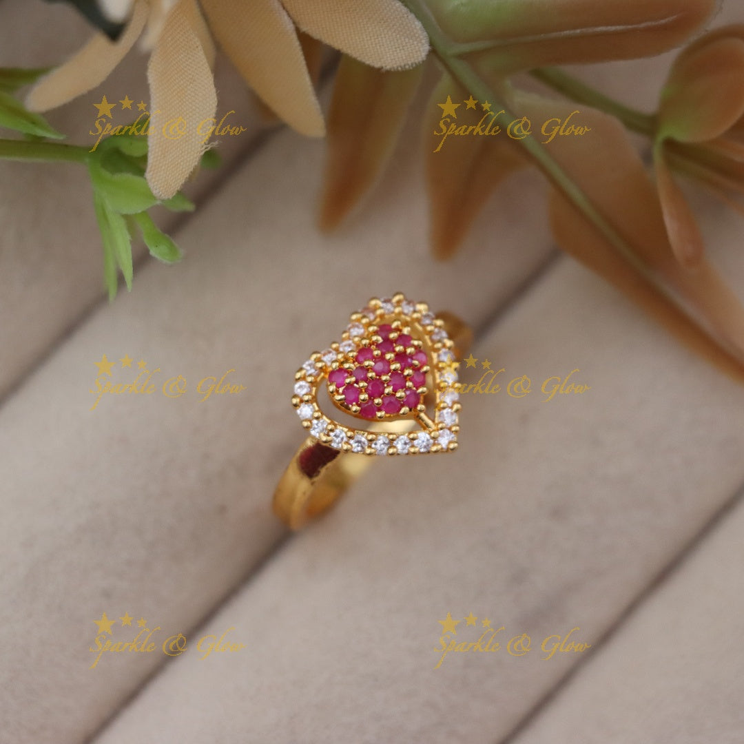 Exquisite Microgold Heart Ring for Festive Celebrations