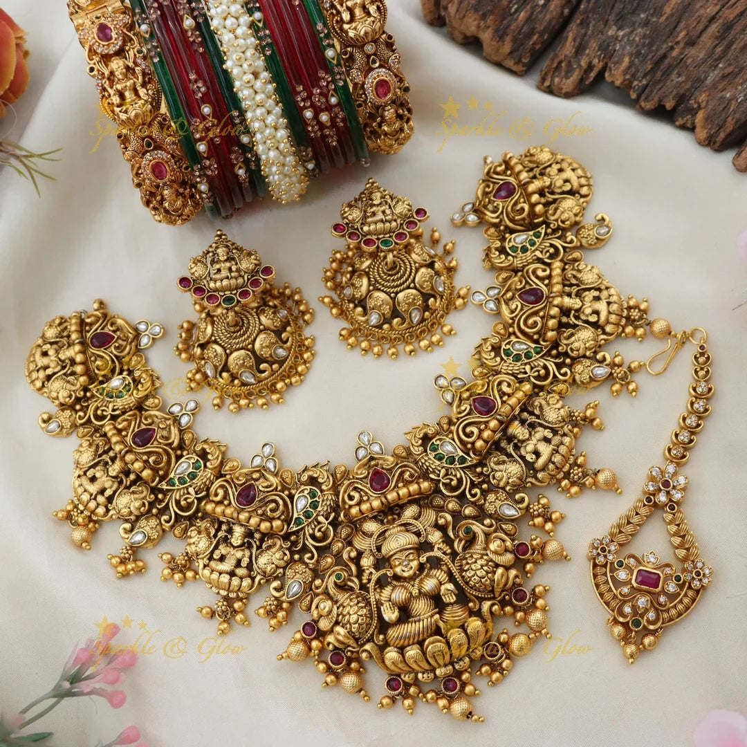 Exquisite Lakshmi Peacock Elephant Semi Bridal Set
