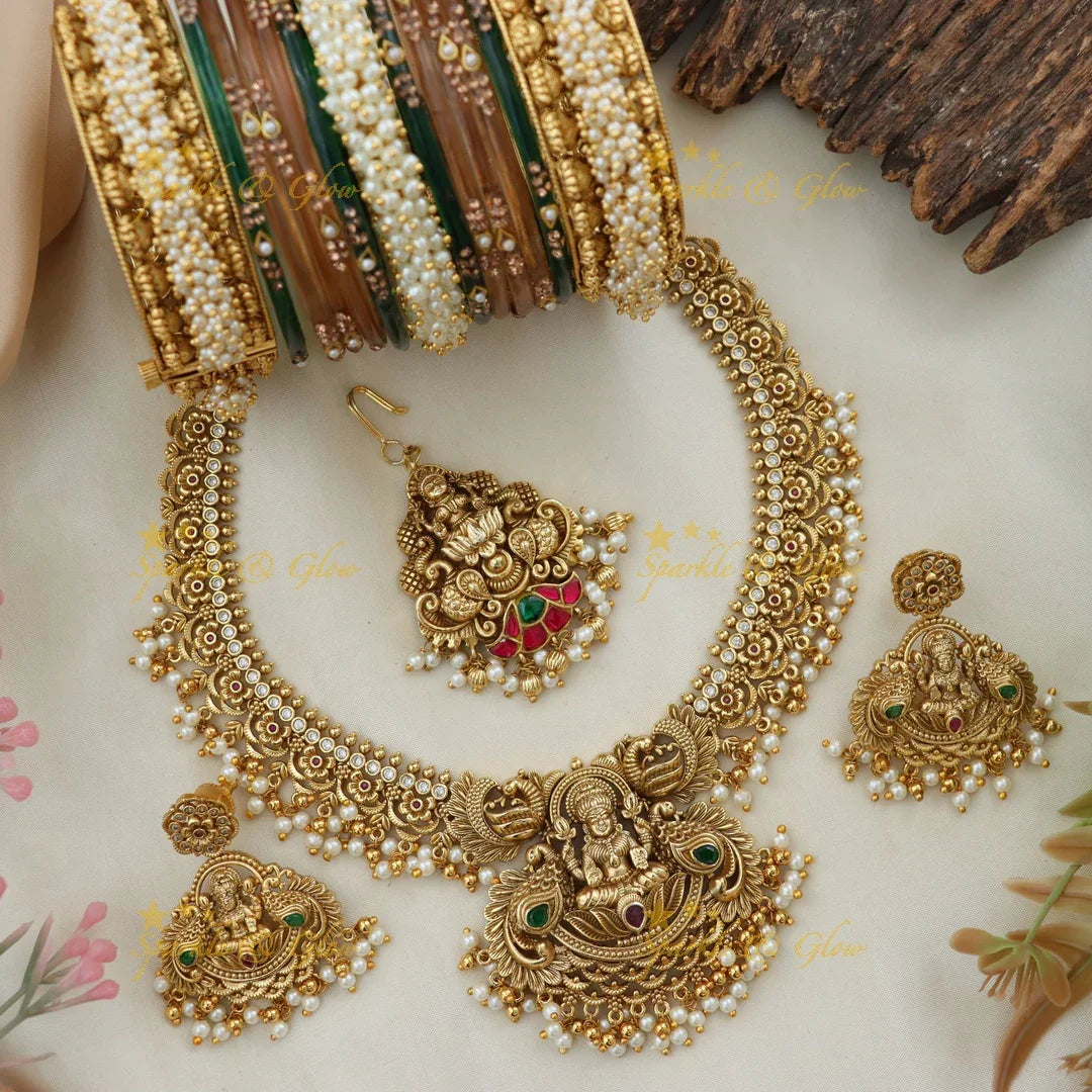 Elegant Lakshmi Peacock Guttapusalu Bridal Jewelry