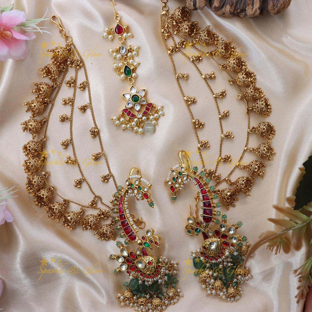 Radiant Jadau Kundan Peacock Earcuff Set