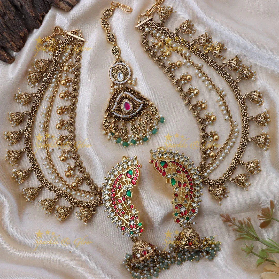 Exquisite Jadau Kundan Earcuff & Earchain Combo Set