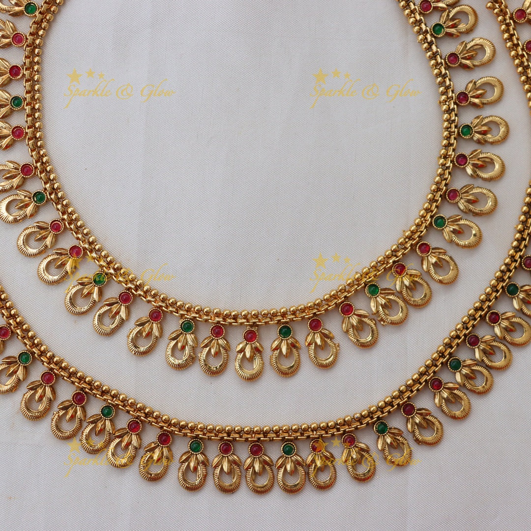 Elegant Gold-Plated Leaf Anklet Set for Festive Wear