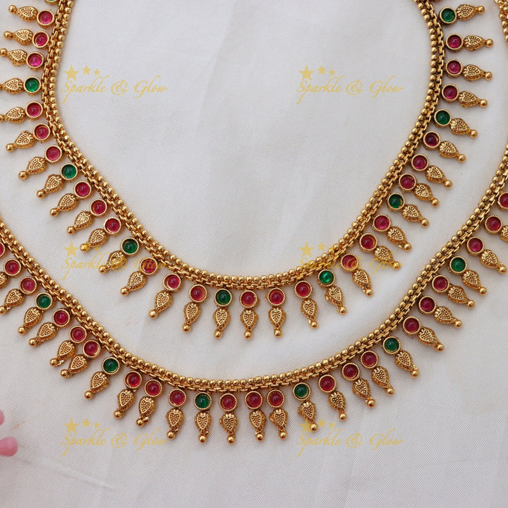 Elegant Red & Green Heart Anklet for Festive Glam