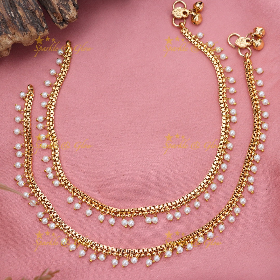 Exquisite Pearl Beaded Anklet for Festive Elegance
