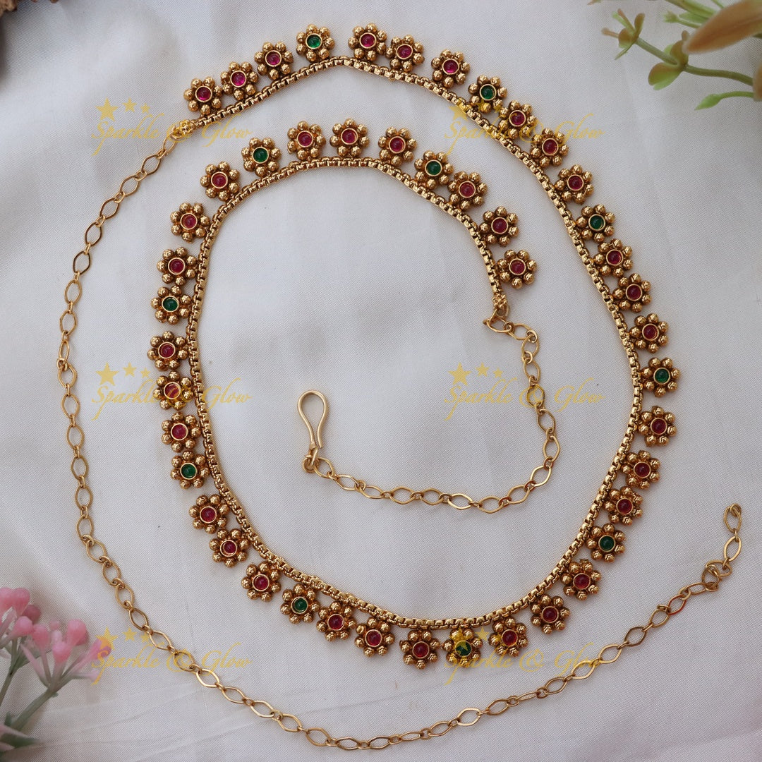 Exquisite Floral Beaded Hip Chain for Weddings & Festivals