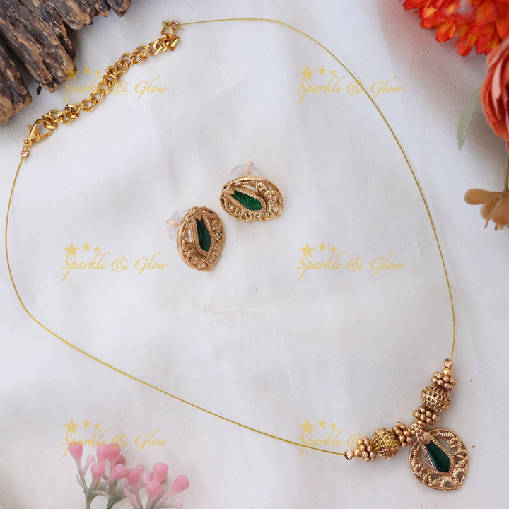 Exquisite Gold Beaded Invisible Necklace Set
