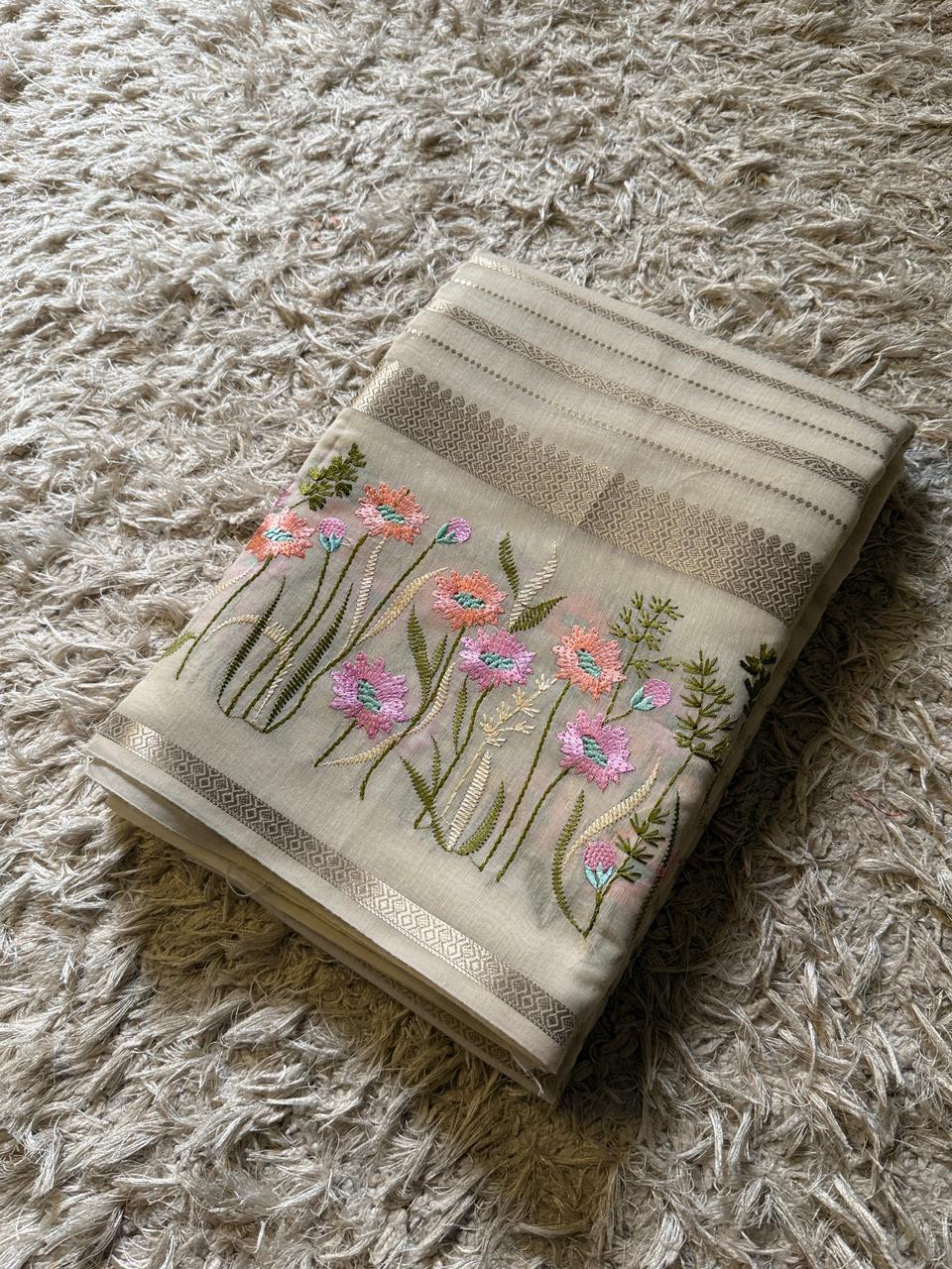 Elegant Banarasi Soft Silk Saree with Floral Design