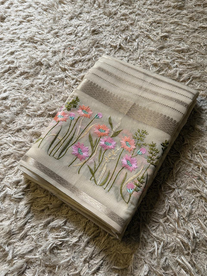 Elegant Banarasi Soft Silk Saree with Floral Design