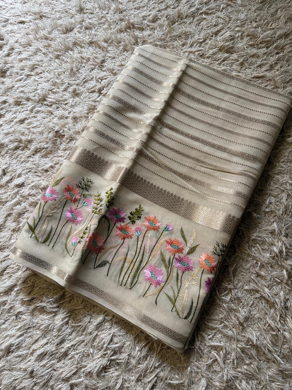 Elegant Banarasi Soft Silk Saree with Floral Design